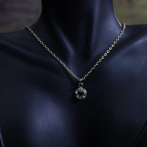 NWT Red and White Rhinestone Gold Tone Necklace